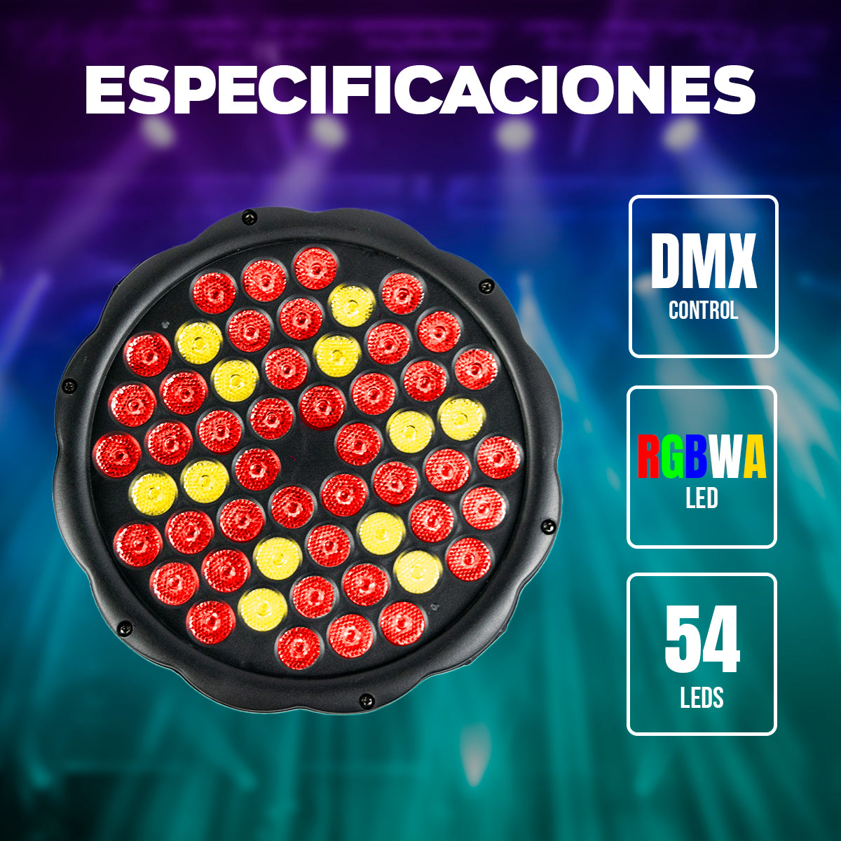 Lampara Par LED 54 Piezas RGBW Profesional