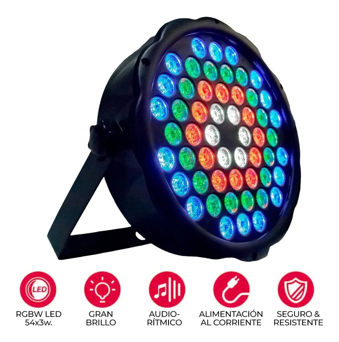 Lampara Par LED 54 Piezas RGBW Profesional